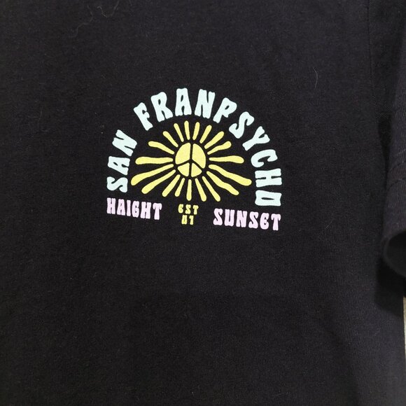 San Franpsycho Small Top T-Shirt Graphic Black Cotton - Picture 3 of 6